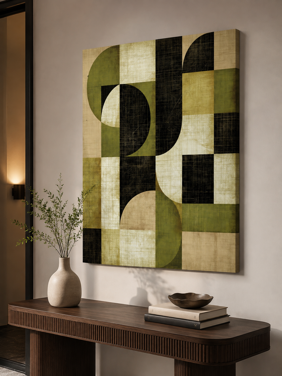 Vert Olive Décoration Murale - Wall Art Decor - packaging - olive black geometric wall art, olive abstract art print