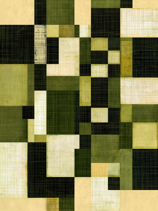 Verde Oliva Arte Mural - Wall Art Decor - front view - olive geometric wall art, green abstract art print
