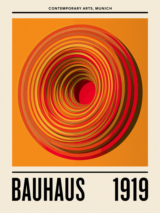 Orange Bauhaus Poster - Wall Art Decor - front view - orange bauhaus poster, bauhaus wall art