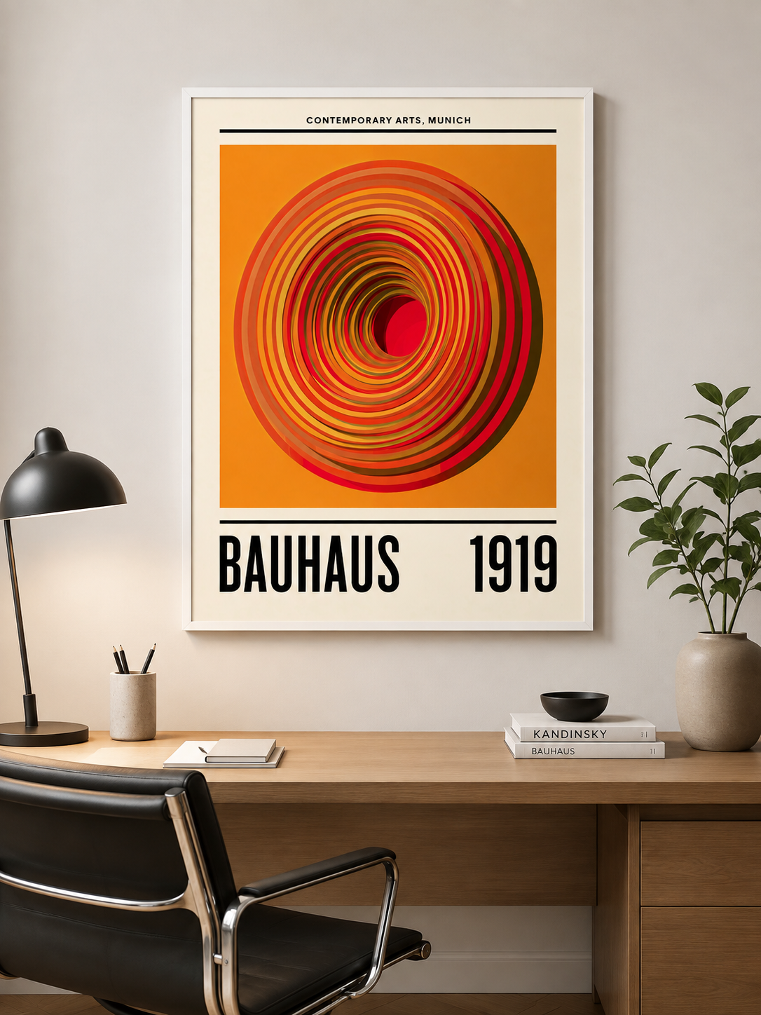 Orange Bauhaus Poster - Wall Art Decor - detail view - orange bauhaus poster, bauhaus wall art