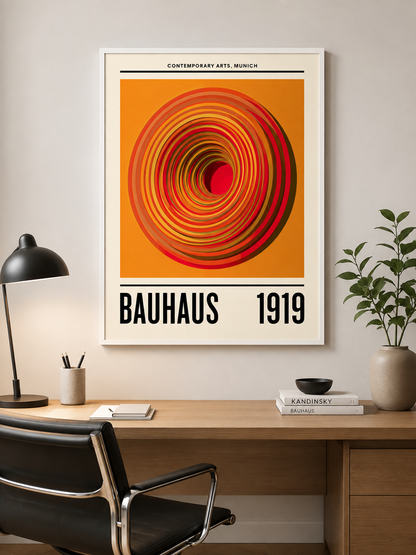 Orange Bauhaus Poster - Wall Art Decor - detail view - orange bauhaus poster, bauhaus wall art