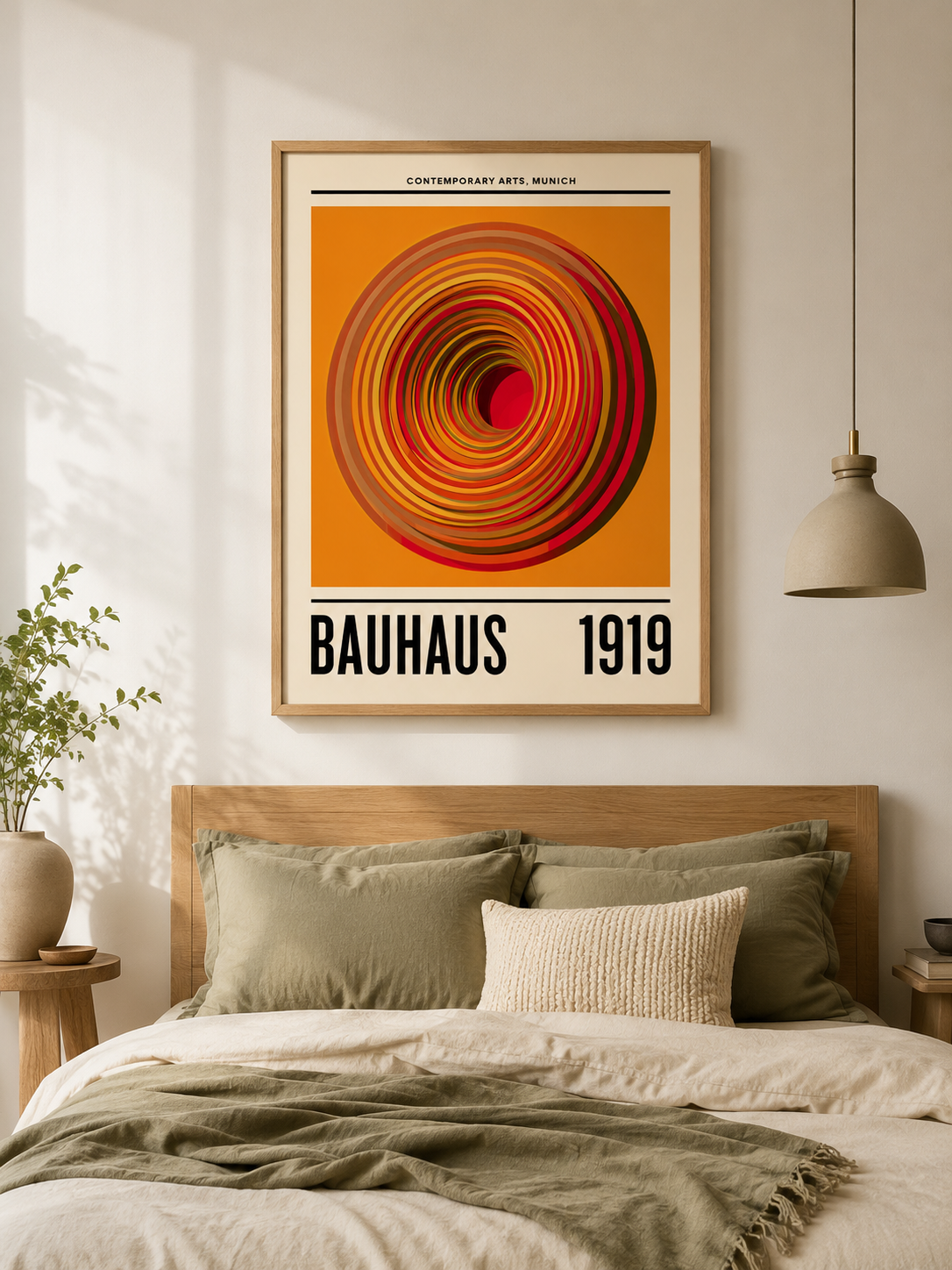 Orange Bauhaus Poster - Wall Art Decor - lifestyle shot - orange bauhaus poster, bauhaus wall art