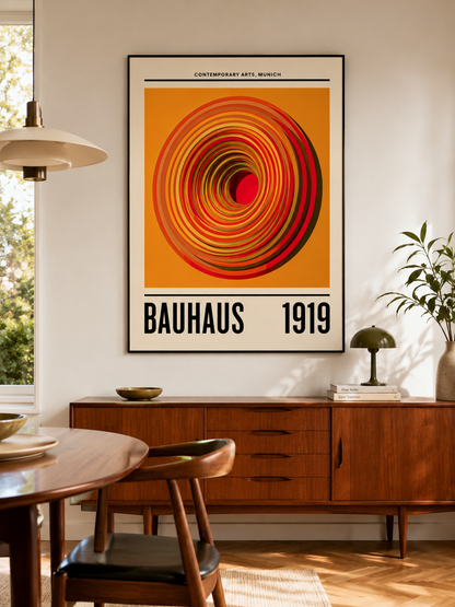 Orange Bauhaus Poster - Wall Art Decor - close-up - orange bauhaus poster, bauhaus wall art