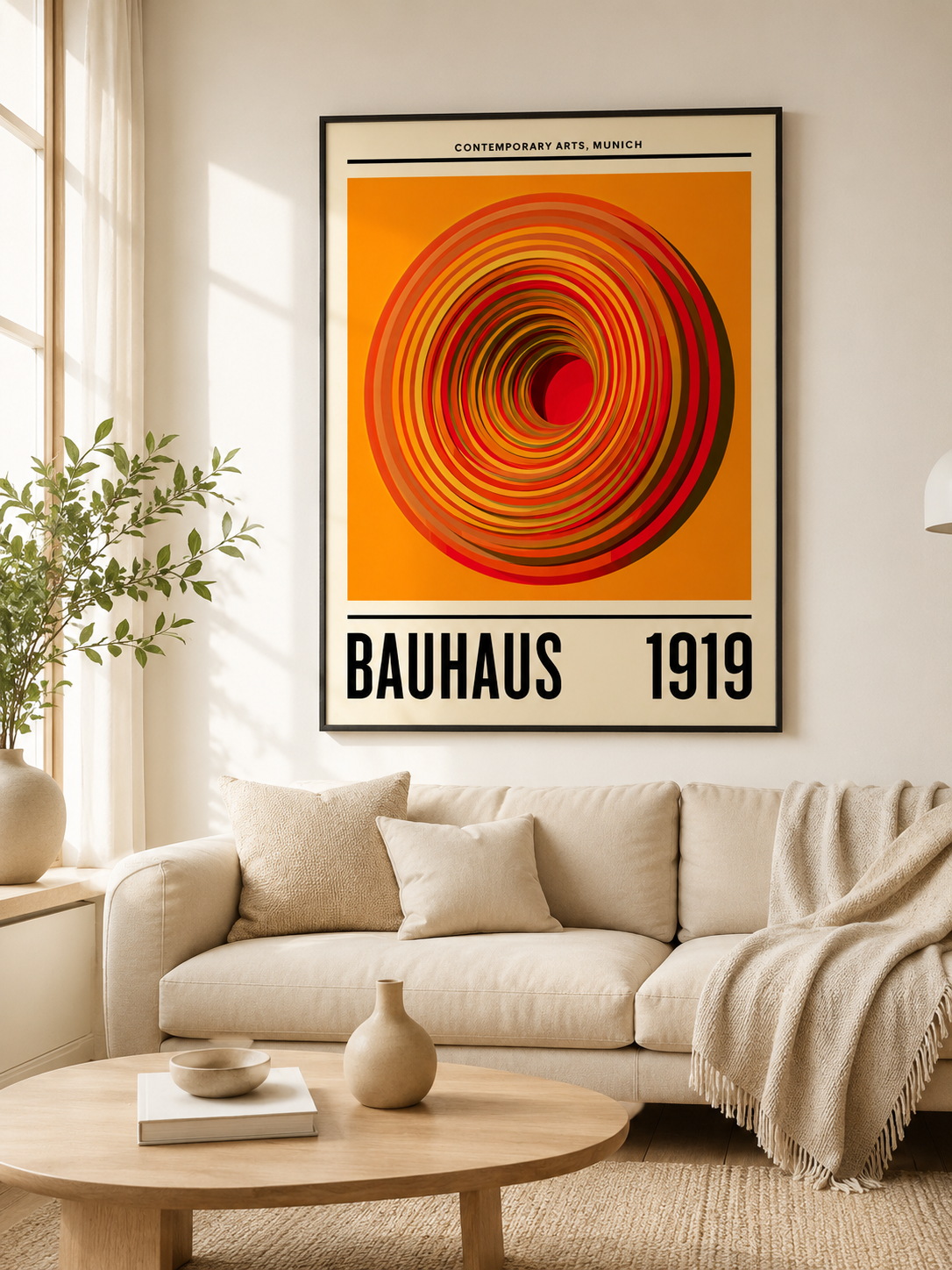 Orange Bauhaus Poster - Wall Art Decor - alternate angle - orange bauhaus poster, bauhaus wall art