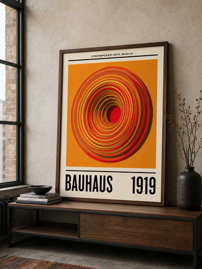 Orange Bauhaus Poster - Wall Art Decor - detail view - orange bauhaus poster, bauhaus wall art