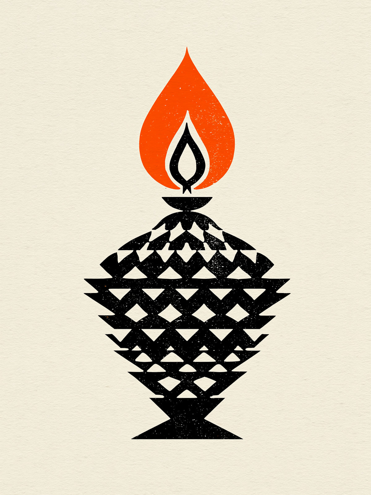 Orange Black Flame Wall Art - Wall Art Decor - front view - black orange wall decor, canvas print
