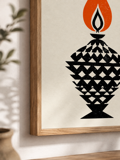 Orange Black Flame Wall Art - Wall Art Decor - close-up - black orange wall decor, canvas print