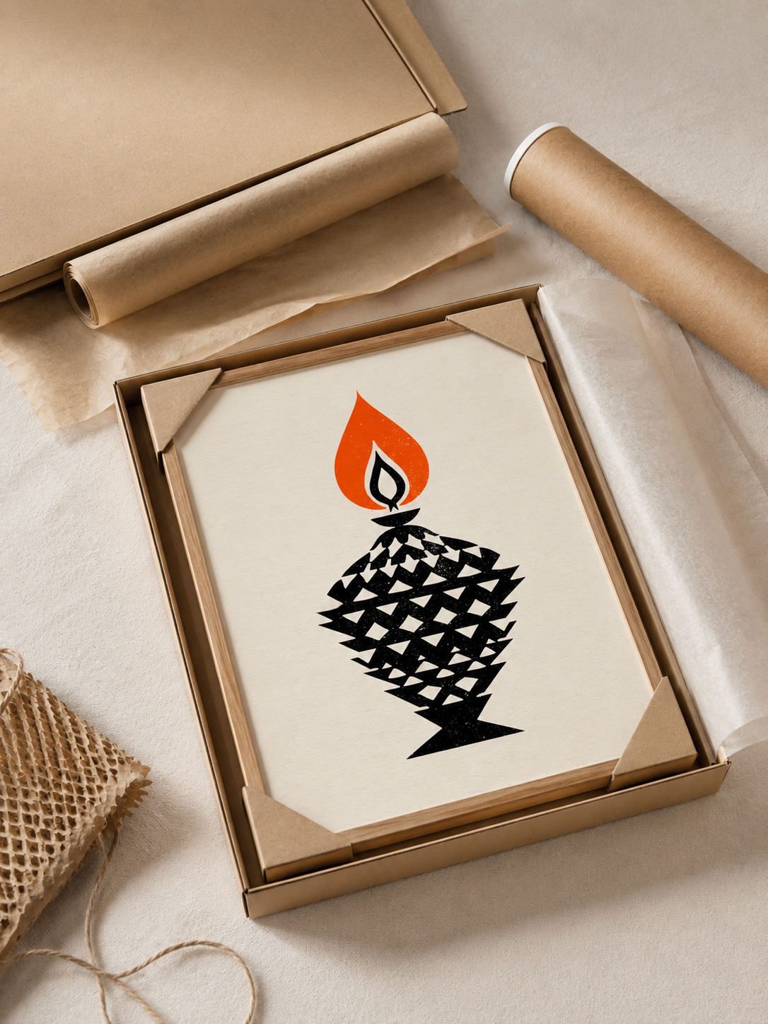 Orange Black Flame Wall Art - Wall Art Decor - alternate angle - black orange wall decor, canvas print