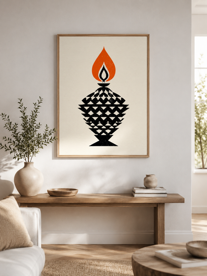 Orange Black Flame Wall Art - Wall Art Decor - detail view - black orange wall decor, canvas print