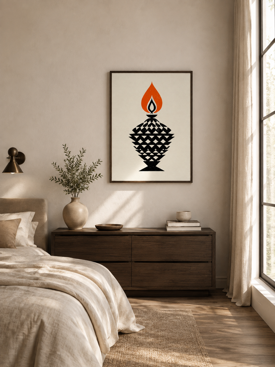 Orange Black Flame Wall Art - Wall Art Decor - close-up - black orange wall decor, canvas print