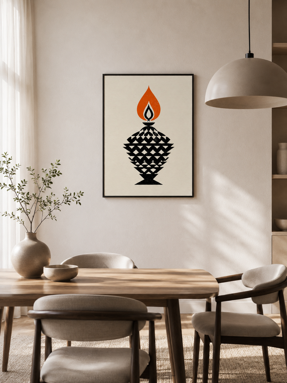 Orange Black Flame Wall Art - Wall Art Decor - alternate angle - black orange wall decor, canvas print