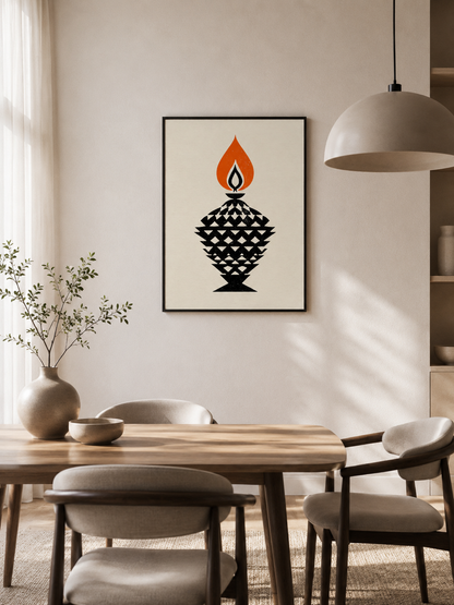 Orange Black Flame Wall Art - Wall Art Decor - alternate angle - black orange wall decor, canvas print