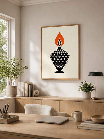 Orange Black Flame Wall Art - Wall Art Decor - packaging - black orange wall decor, canvas print