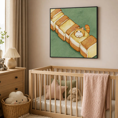 Orange Cat in Toast Wall Art Decor - Wall Art Decor - alternate angle