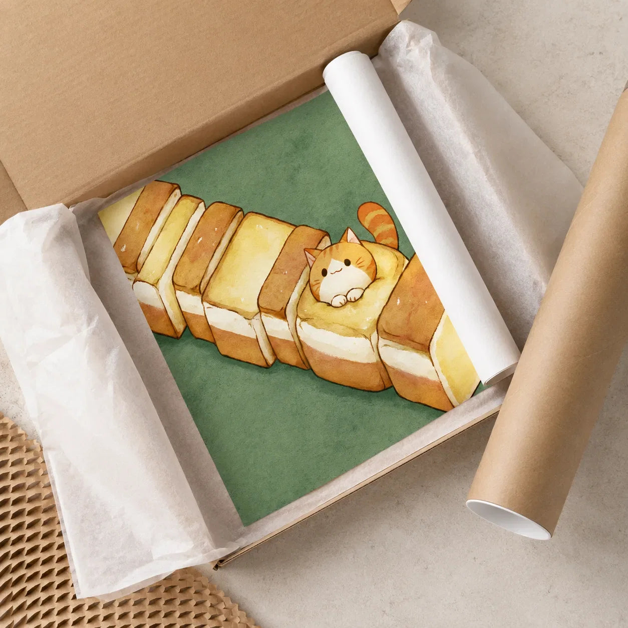 Orange Cat in Toast Wall Art Decor - Wall Art Decor - back view