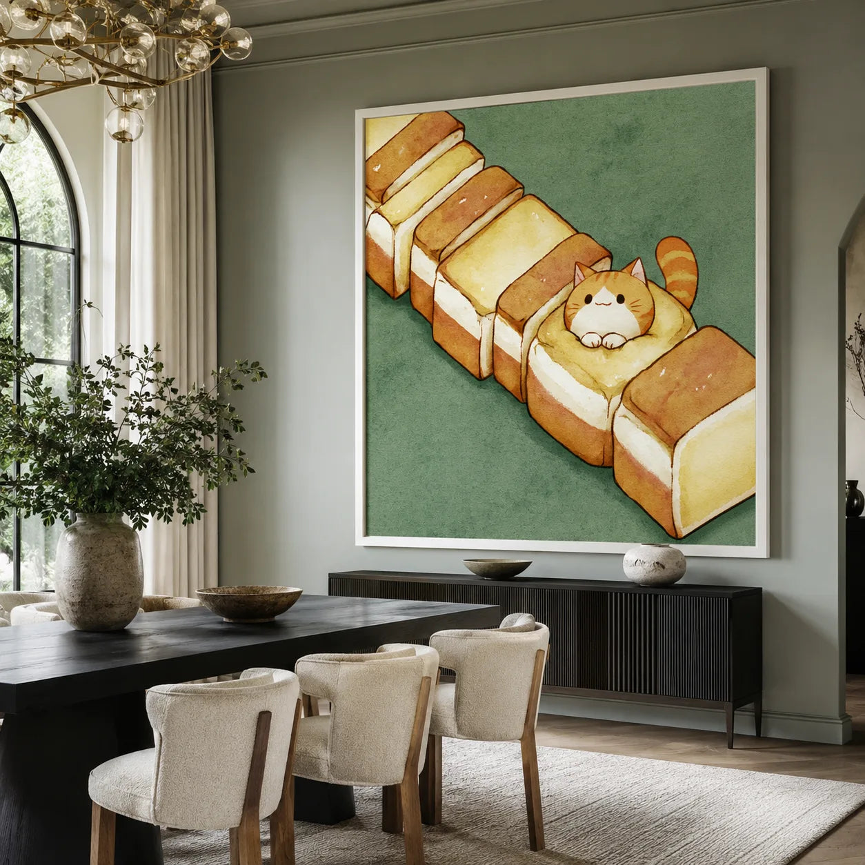 Orange Cat in Toast Wall Art Decor - Wall Art Decor - close up