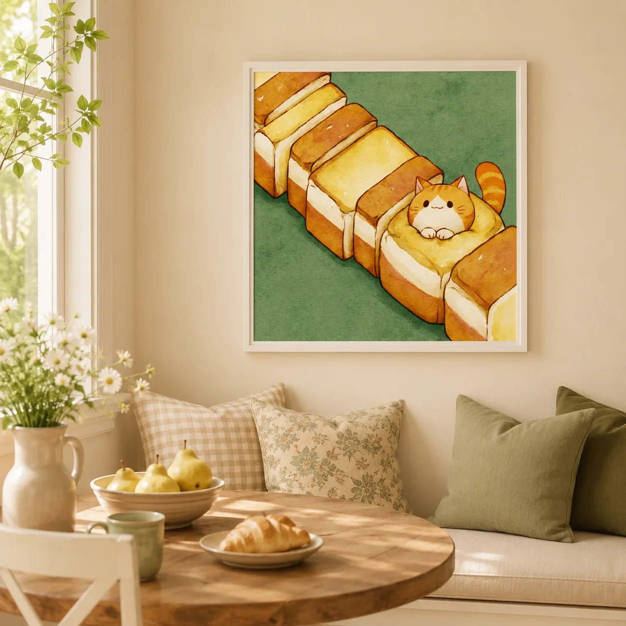 Orange Cat in Toast Wall Art Decor - Wall Art Decor - detail