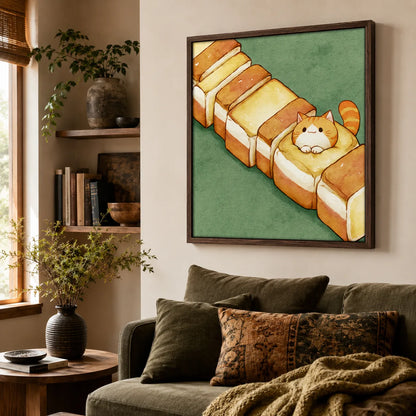 Orange Cat in Toast Wall Art Decor - Wall Art Decor - in use
