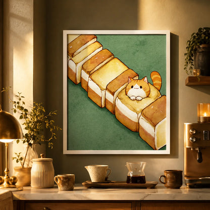 Orange Cat in Toast Wall Art Decor - Wall Art Decor - lifestyle