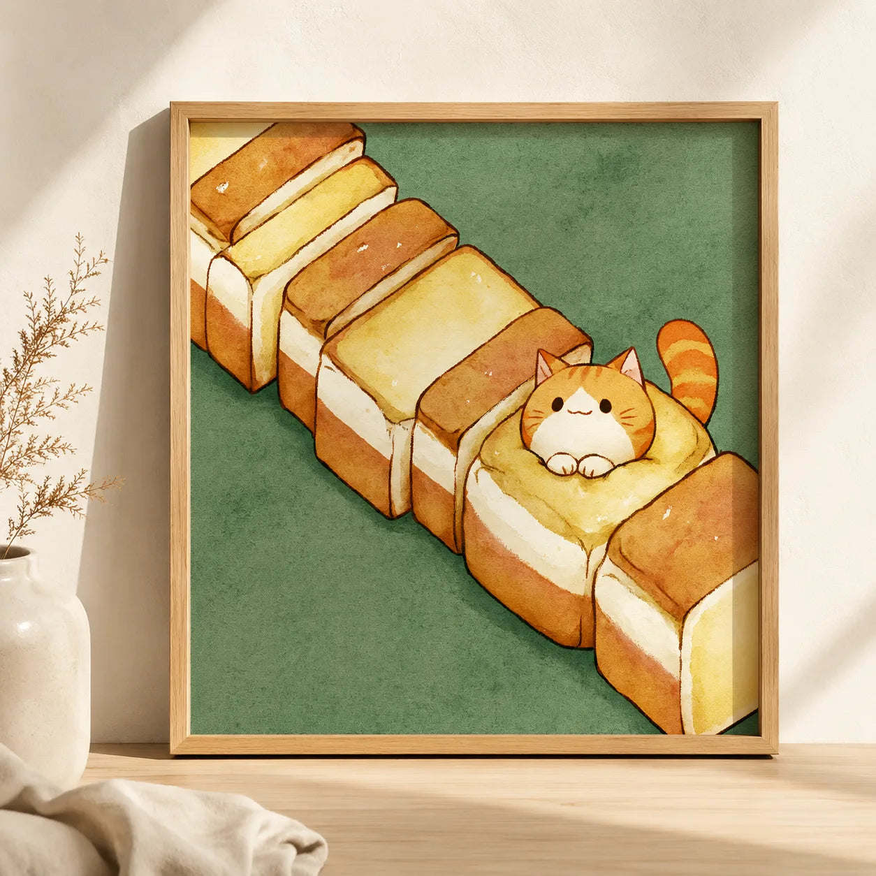 Orange Cat in Toast Wall Art Decor - Wall Art Decor - side view