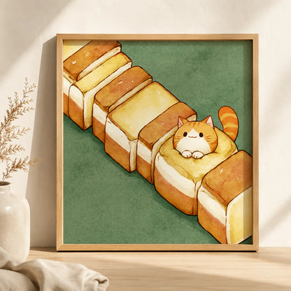 Orange Cat in Toast Wall Art Decor - Wall Art Decor - side view