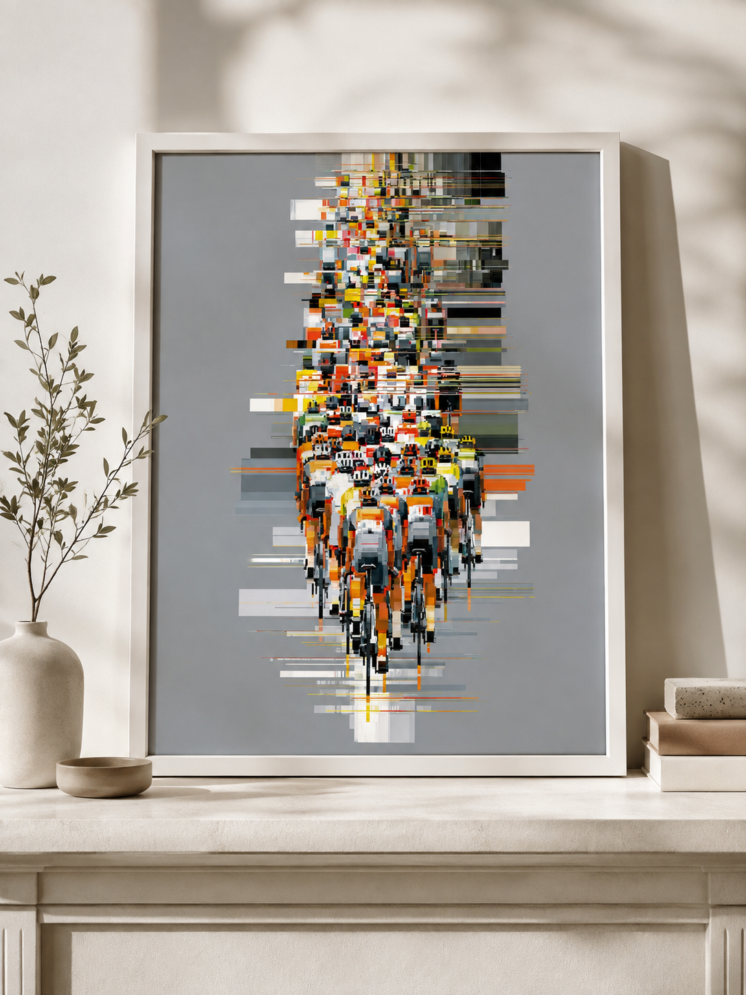 Orange Cycling Wall Art - Wall Art Decor - close-up - orange cycling wall art, cycling art print