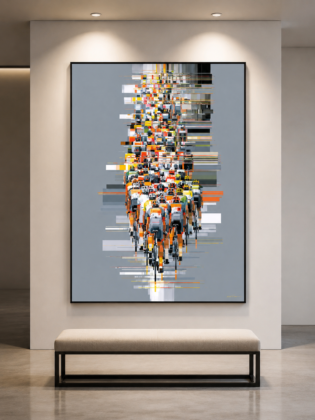 Orange Cycling Wall Art - Wall Art Decor - alternate angle - orange cycling wall art, cycling art print