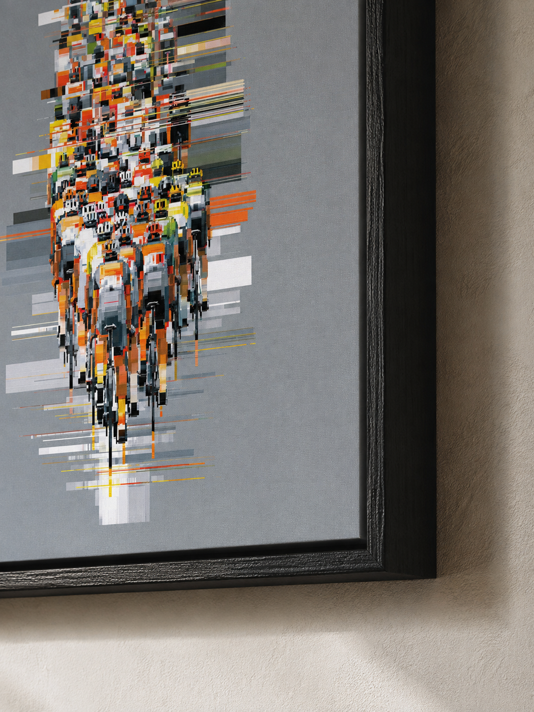 Orange Cycling Wall Art - Wall Art Decor - detail view - orange cycling wall art, cycling art print