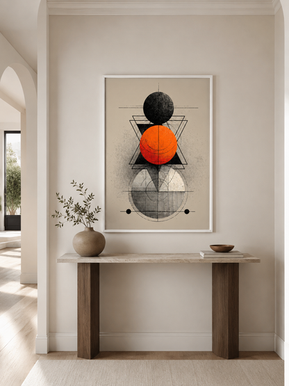 Orange Geometric Wall Art - Wall Art Decor - packaging - orange geometric wall art, black orange wall decor