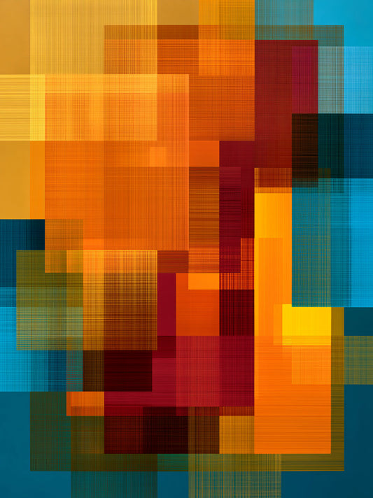Orange Teal Wall Art - Wall Art Decor - front view - orange teal wall art, orange abstract art print