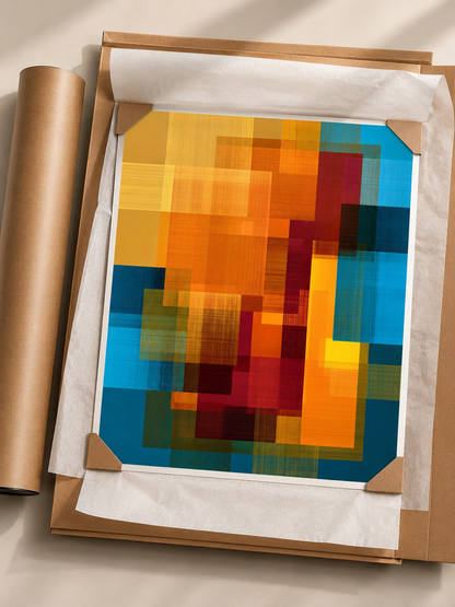 Orange Teal Wall Art - Wall Art Decor - close-up - orange teal wall art, orange abstract art print