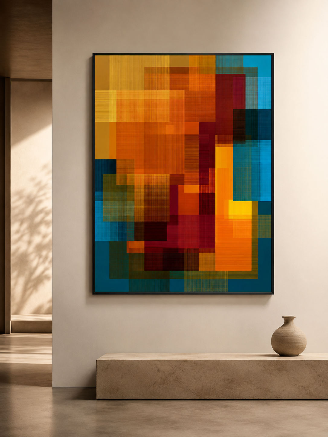 Orange Teal Wall Art - Wall Art Decor - alternate angle - orange teal wall art, orange abstract art print