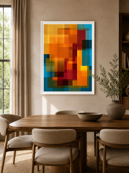 Orange Teal Wall Art - Wall Art Decor - alternate angle - orange teal wall art, orange abstract art print