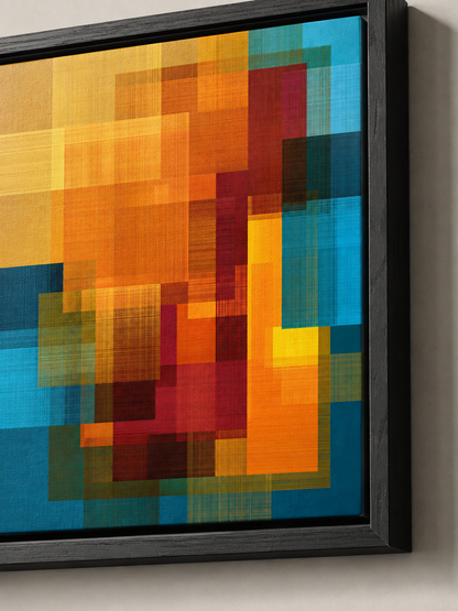 Orange Teal Wall Art - Wall Art Decor - lifestyle shot - orange teal wall art, orange abstract art print