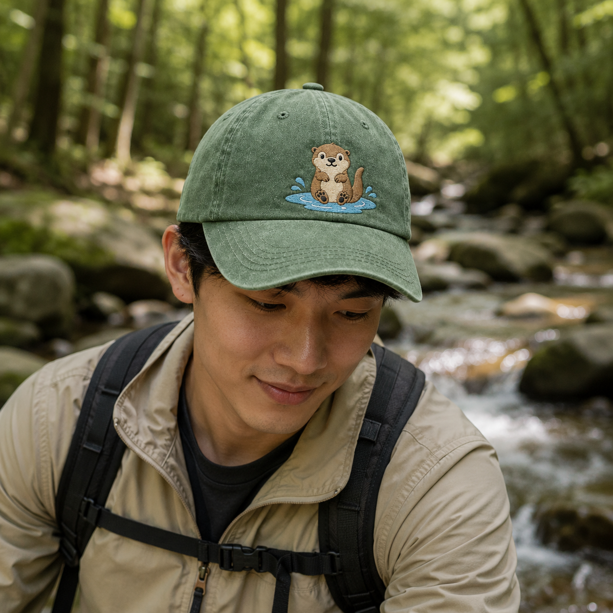 Otter Embroidered Washed Cap - Washed Cap - alternate angle
