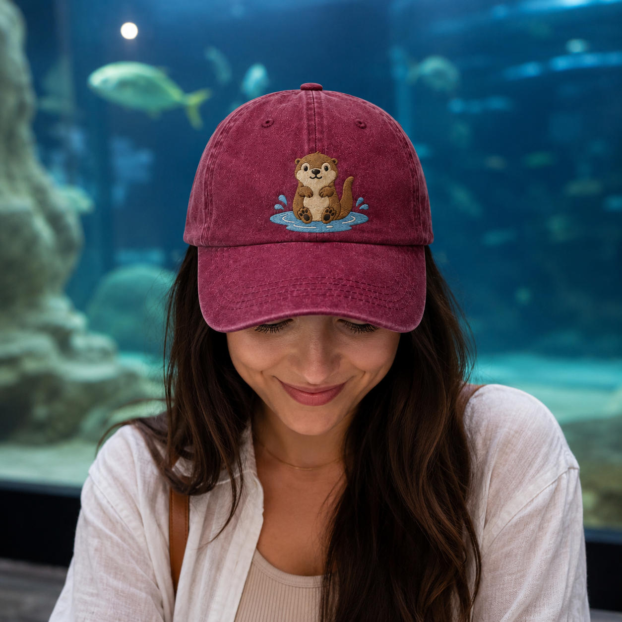 Otter Embroidered Washed Cap - Washed Cap - detail