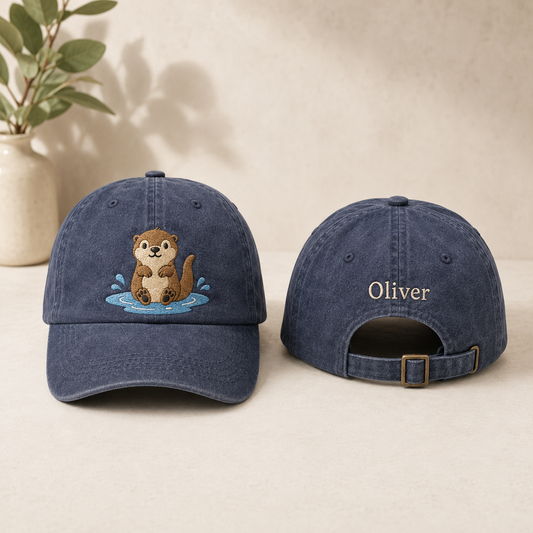 Otter Embroidered Washed Cap - Washed Cap - front view