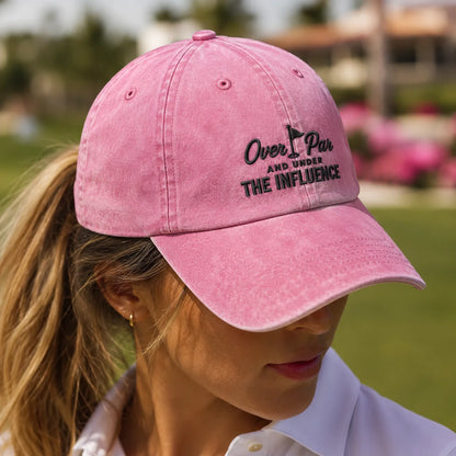 Over Par And Under The Influence Washed Cap - washed cap - alternate angle