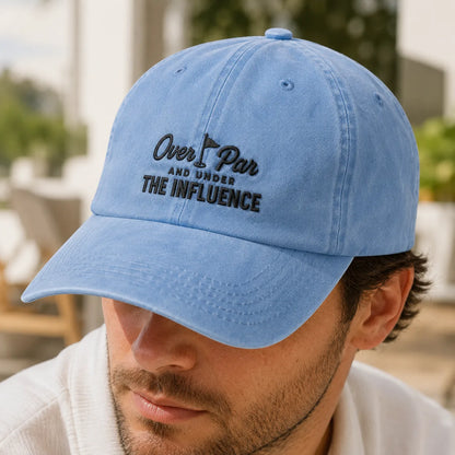 Over Par And Under The Influence Washed Cap - washed cap - detail