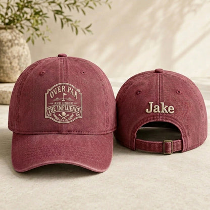 Over Par and Under the Influence Washed Cap - Washed Cap - front view