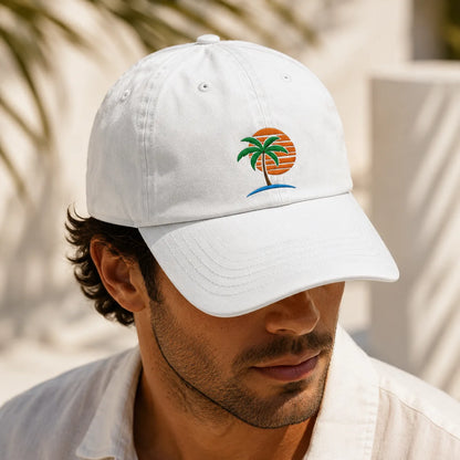 Palm Tree Sunset Washed Cap - washed cap - alternate angle