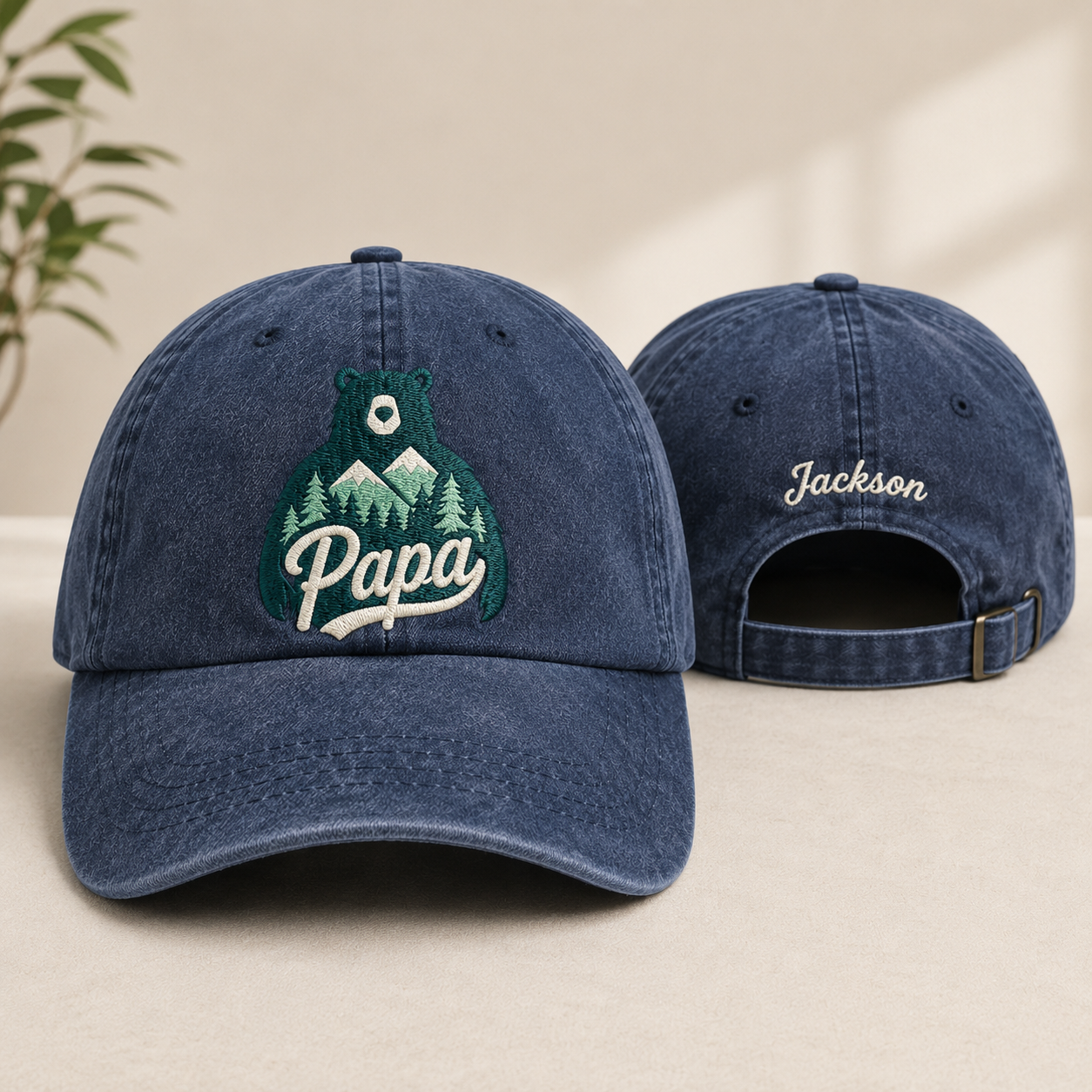 Papa Bear Washed Cap - Washed Cap - front view
