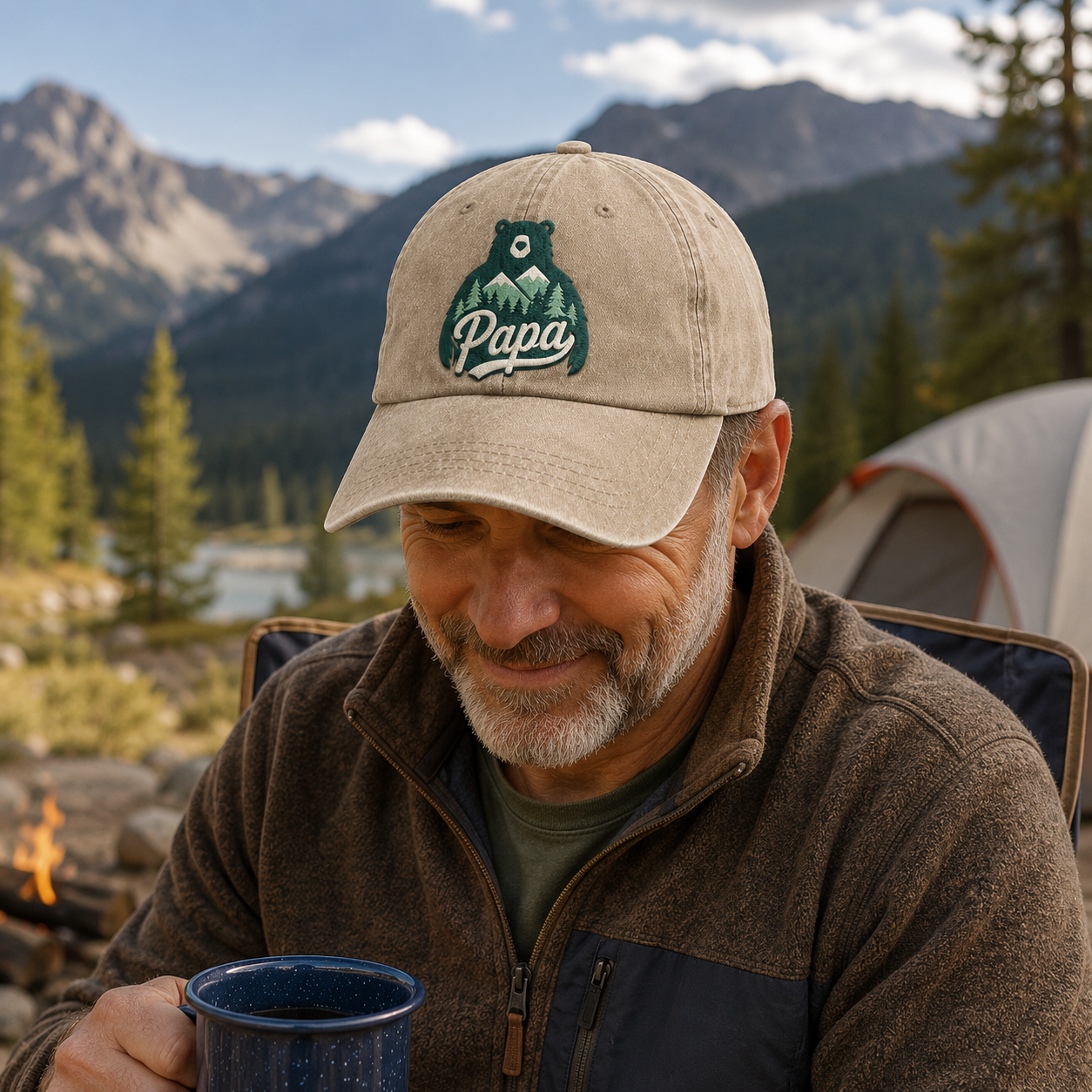 Papa Bear Washed Cap - Washed Cap - lifestyle
