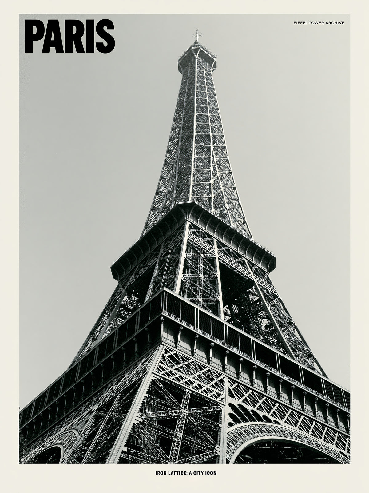 Paris Eiffel Tower Poster - Wall Art Decor - front view - paris eiffel tower poster, paris travel wall art
