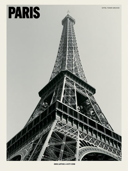 Paris Eiffel Tower Poster - Wall Art Decor - front view - paris eiffel tower poster, paris travel wall art