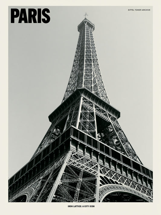 Paris Eiffel Tower Poster - Wall Art Decor - front view - paris eiffel tower poster, paris travel wall art