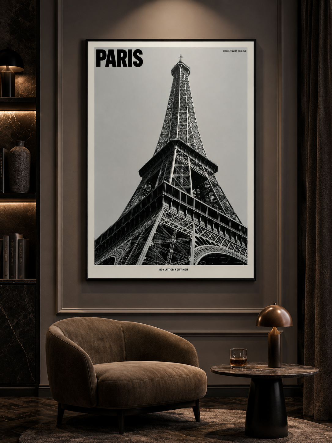 Paris Eiffel Tower Poster - Wall Art Decor - lifestyle shot - paris eiffel tower poster, paris travel wall art