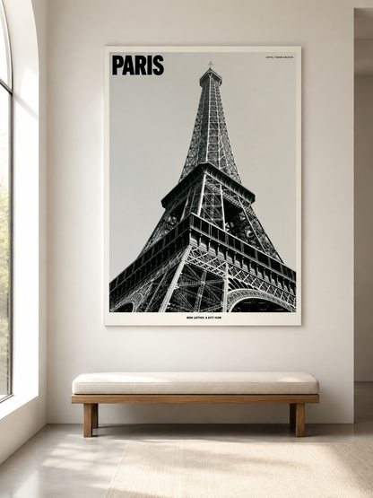 Paris Eiffel Tower Poster - Wall Art Decor - close-up - paris eiffel tower poster, paris travel wall art