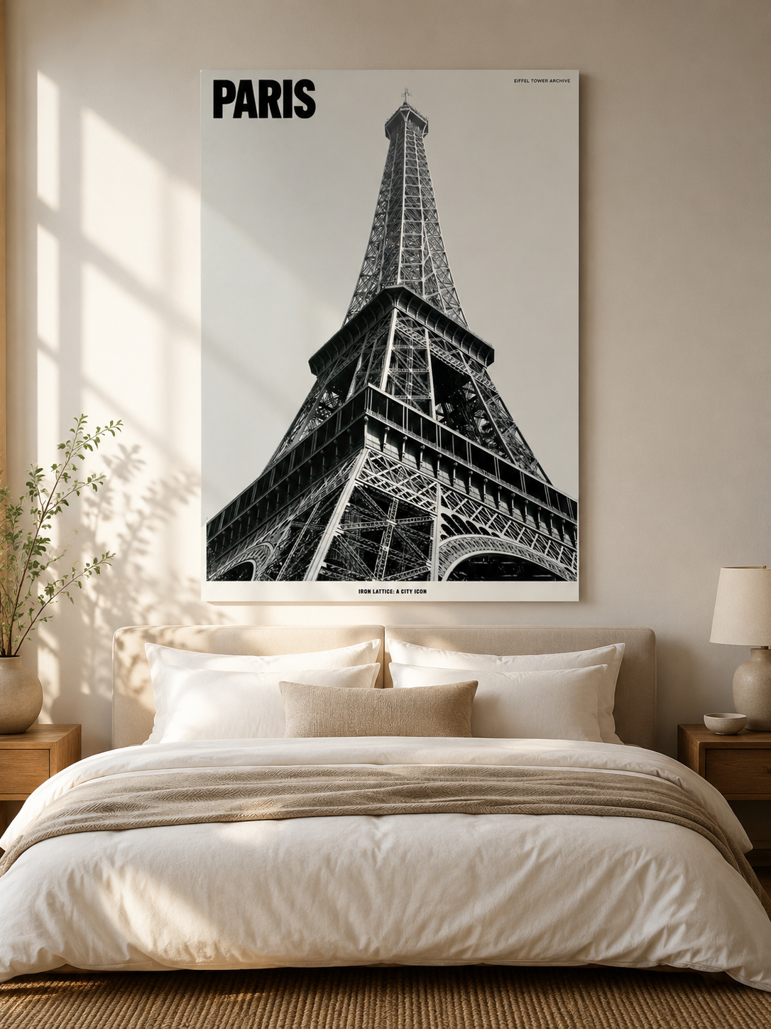 Paris Eiffel Tower Poster - Wall Art Decor - alternate angle - paris eiffel tower poster, paris travel wall art