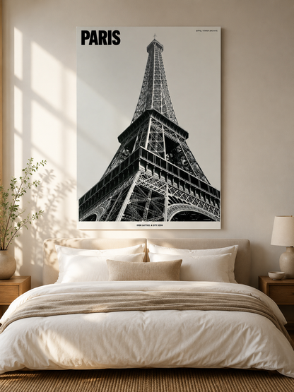 Paris Eiffel Tower Poster - Wall Art Decor - alternate angle - paris eiffel tower poster, paris travel wall art